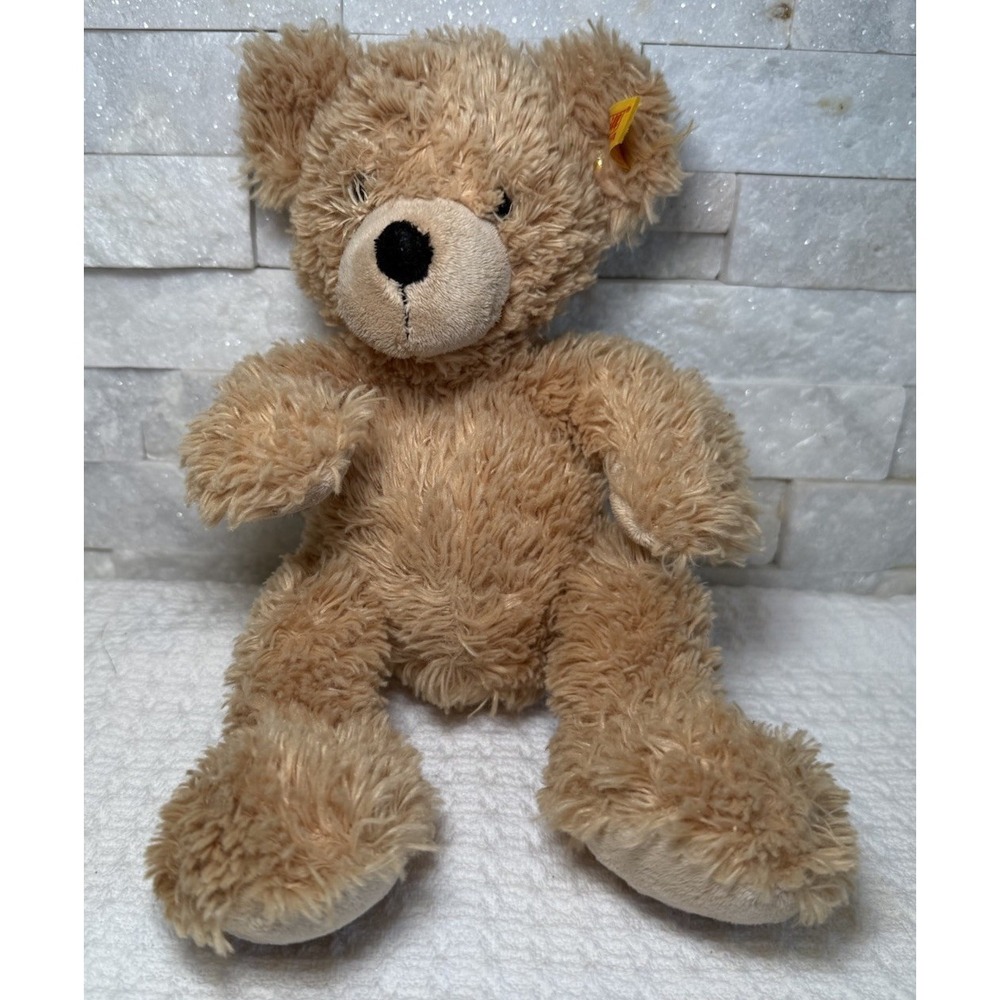 Steiff Teddy Bear Plush Tan Soft Toy Button In Ear Stuffed Animal 10 Inch